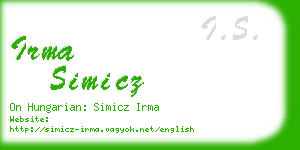 irma simicz business card